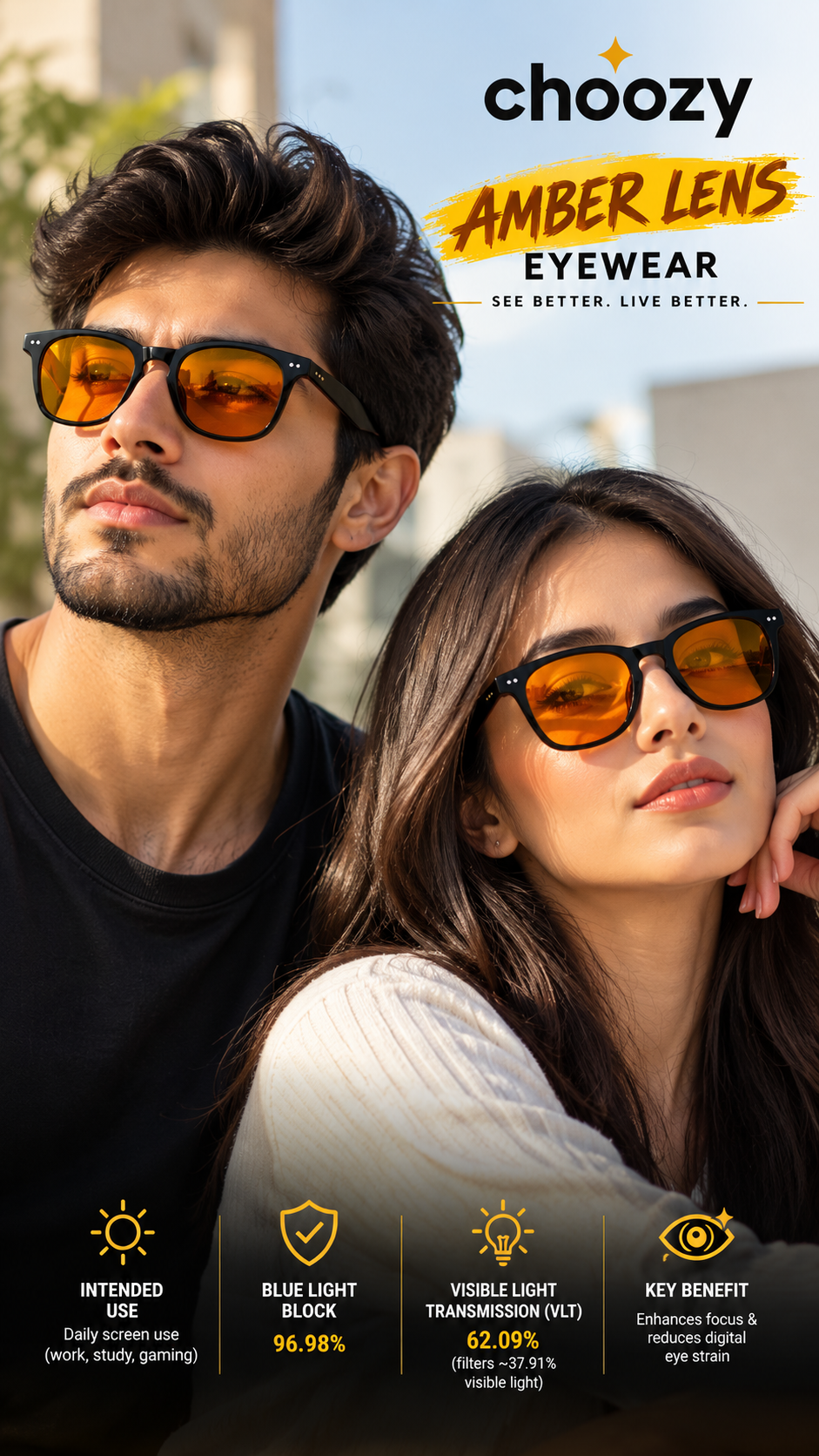 Light Blocking Glasses for Men & Women UV400 Protection ๐ถ๏ธ