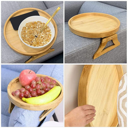COZY SOFA ARMREST WOODEN ROUND TRAY