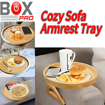 COZY SOFA ARMREST WOODEN ROUND TRAY