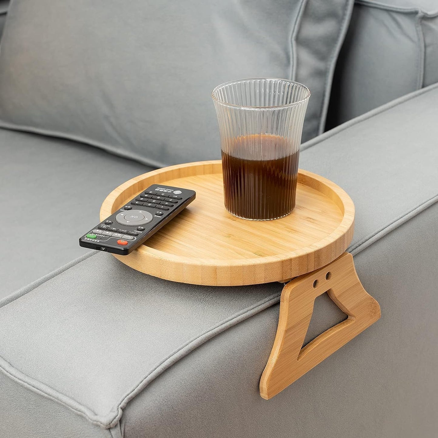 COZY SOFA ARMREST WOODEN ROUND TRAY