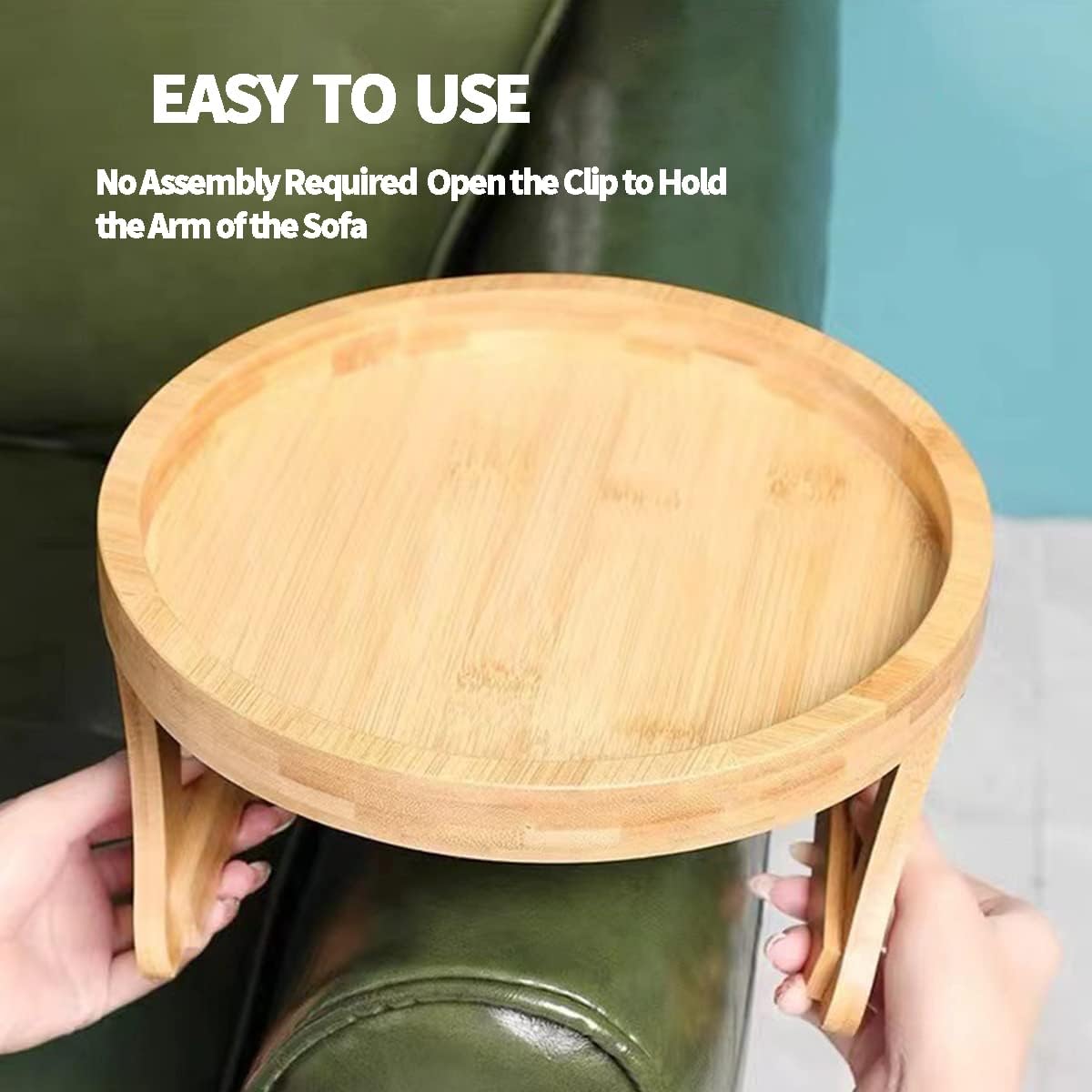 COZY SOFA ARMREST WOODEN ROUND TRAY