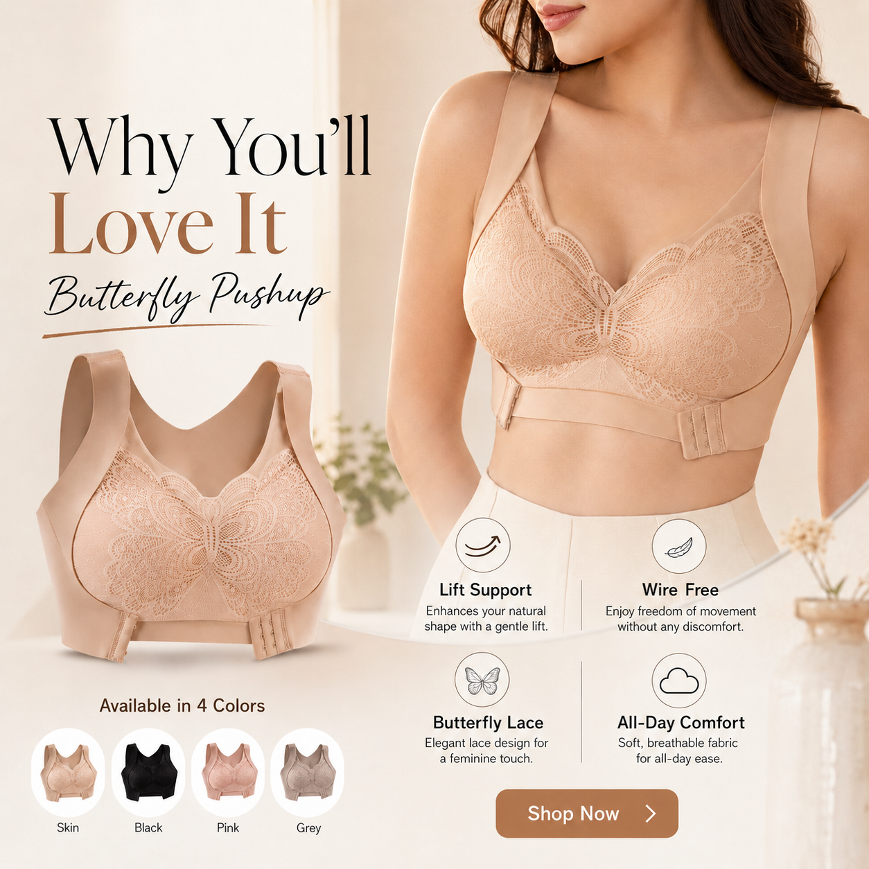 Butterfly Push-Up Bra