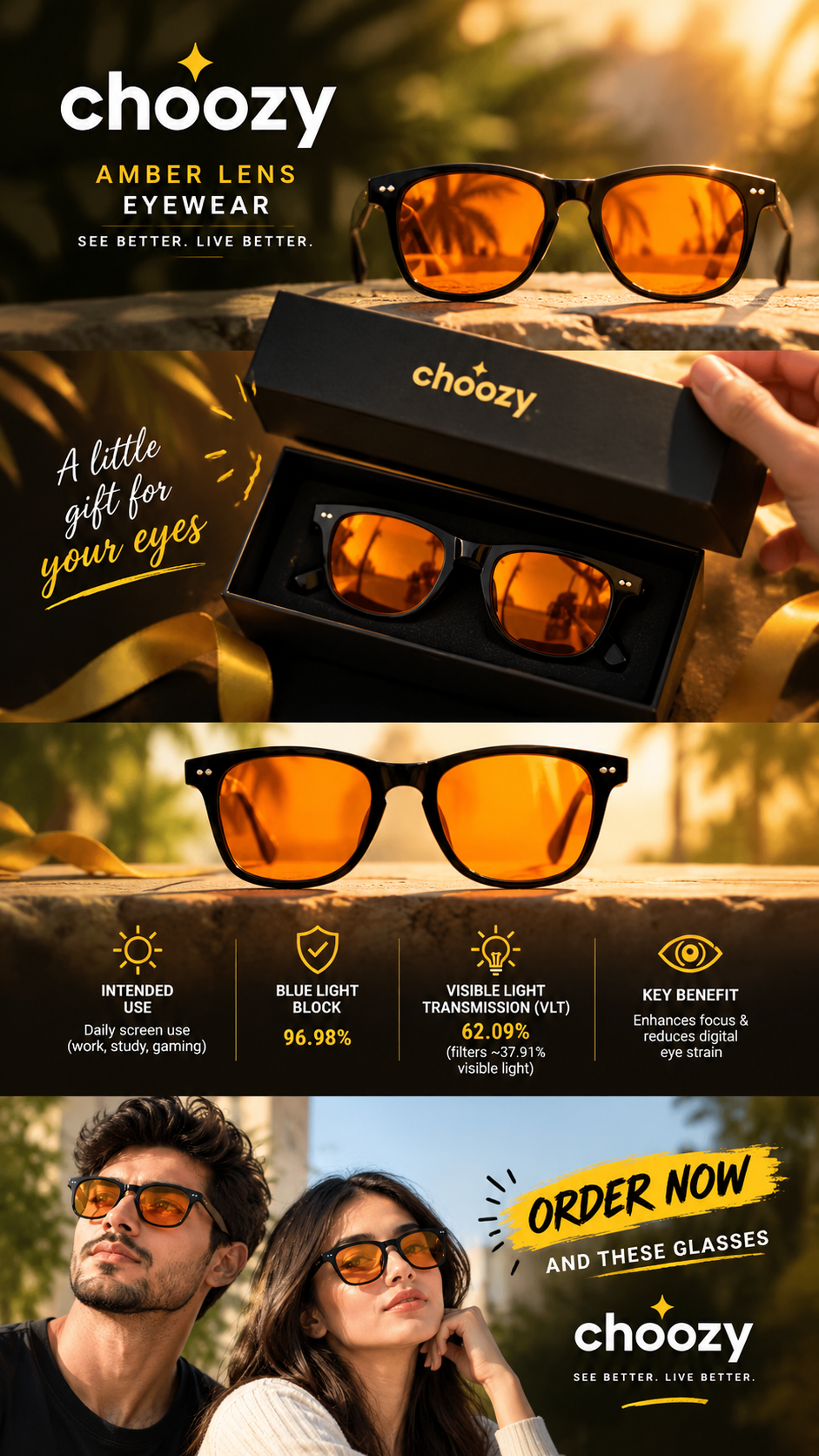Light Blocking Glasses for Men & Women UV400 Protection 🕶️