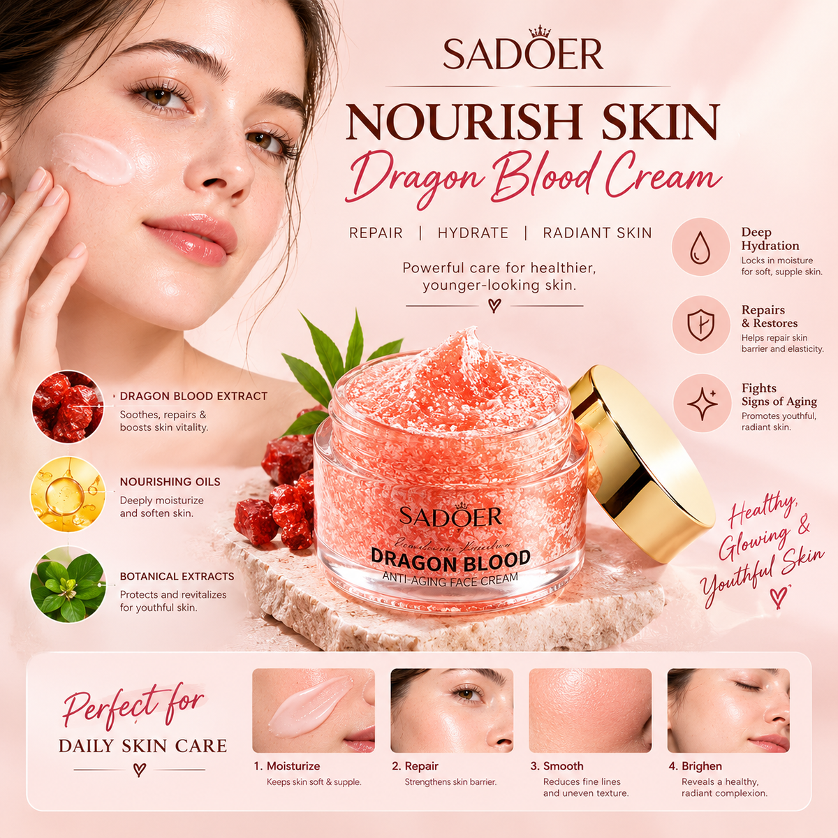 SADOER Dragon Blood Anti-Aging Face Cream ✨🌸
