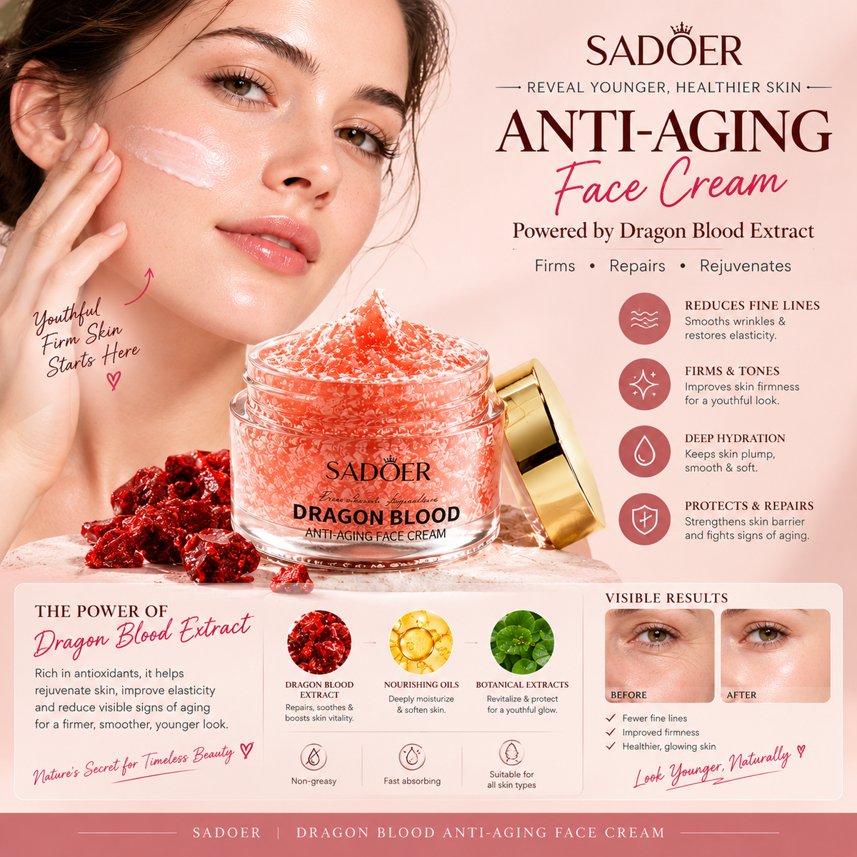 SADOER Dragon Blood Anti-Aging Face Cream ✨🌸