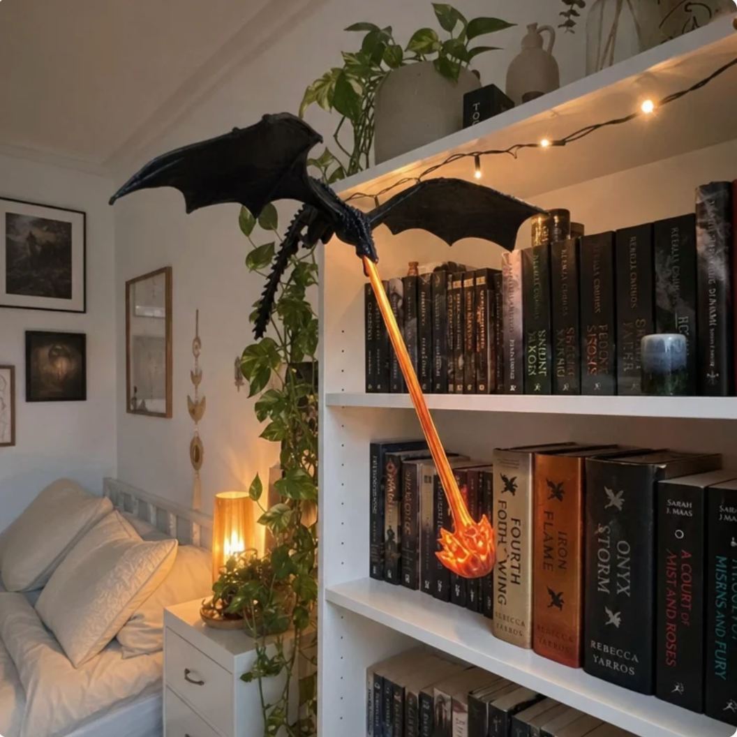 Dragon Bookshelf Lamp — Fire-Breathing Fantasy Light 🐉
