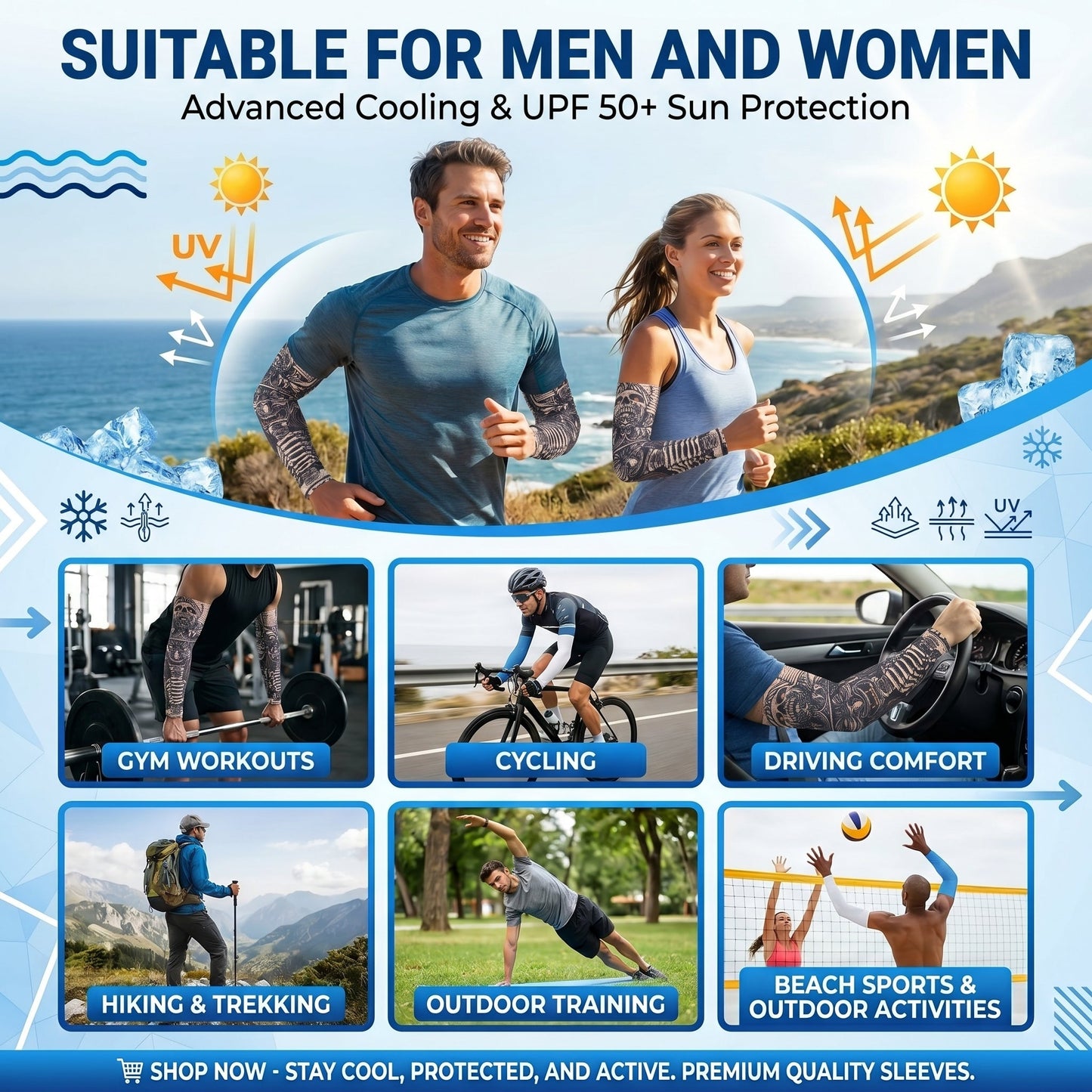 UV Protection Cooling Breathable Arm Sleeve Sun Protective